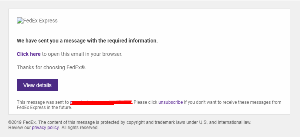 FedEx phishing example